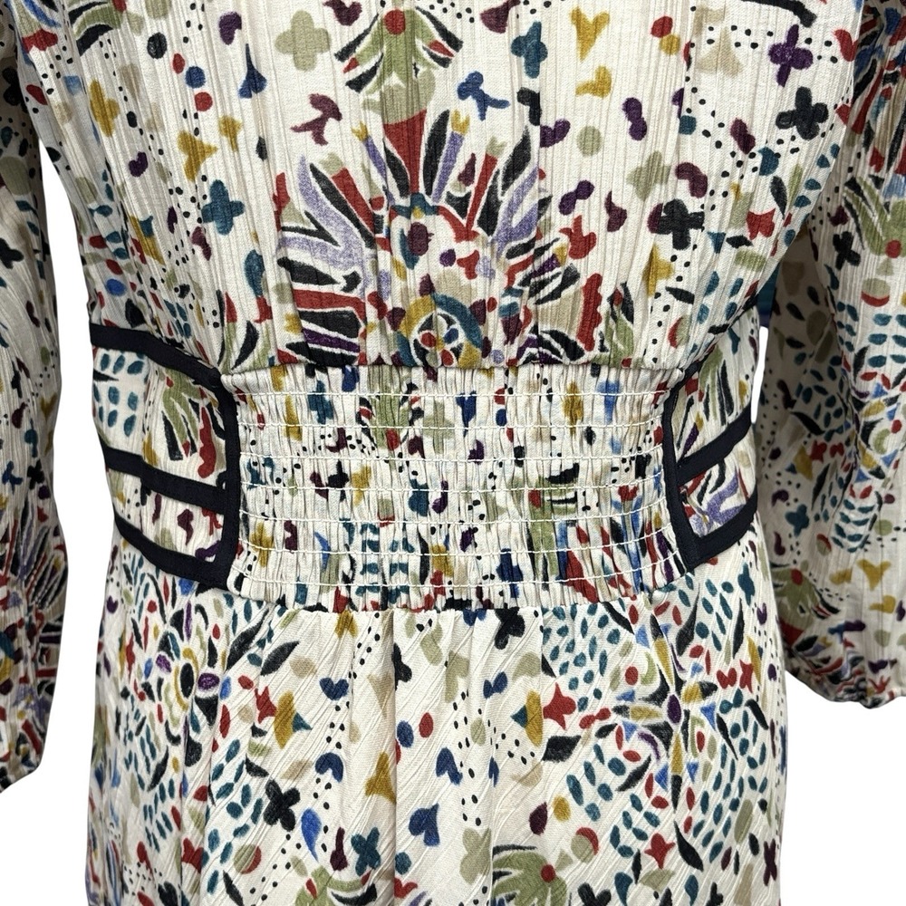 BWT Ba&sh Fazia Medallion Print Maxi Dress Size 2 / M Beige With Black Trim $420 - Picture 9 of 16